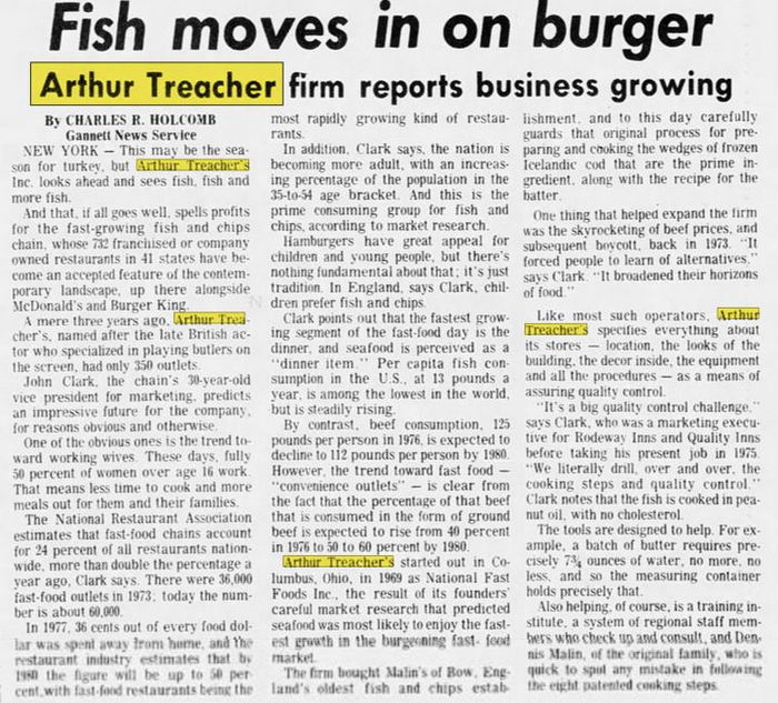 Arthur Treachers Fish & Chips - Nov 1978 Article (newer photo)